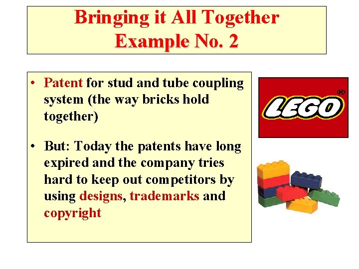 Bringing it All Together Example No. 2 • Patent for stud and tube coupling