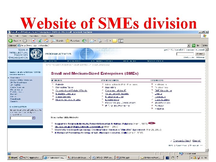 Website of SMEs division 