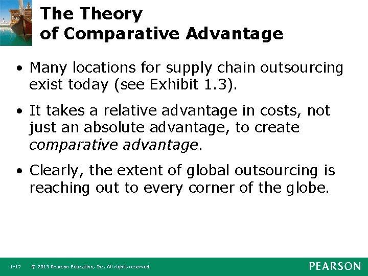 The Theory of Comparative Advantage • Many locations for supply chain outsourcing exist today
