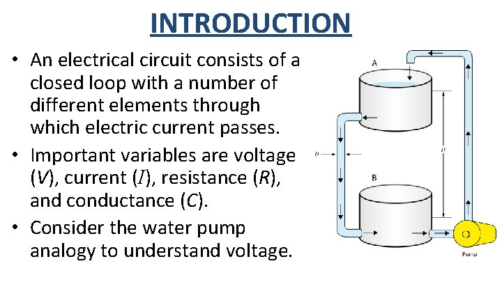 INTRODUCTION • An electrical circuit consists of a closed loop with a number of