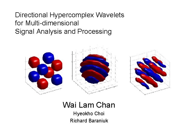 Directional Hypercomplex Wavelets for Multi-dimensional Signal Analysis and Processing Wai Lam Chan Hyeokho Choi