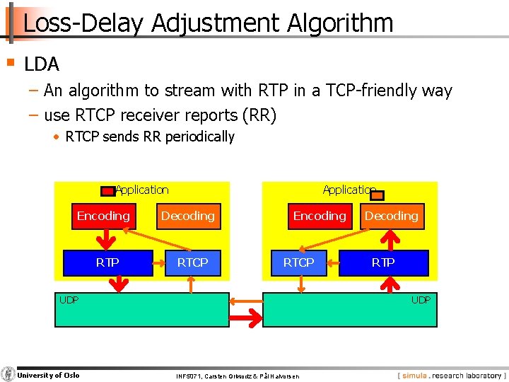 Loss-Delay Adjustment Algorithm § LDA − An algorithm to stream with RTP in a