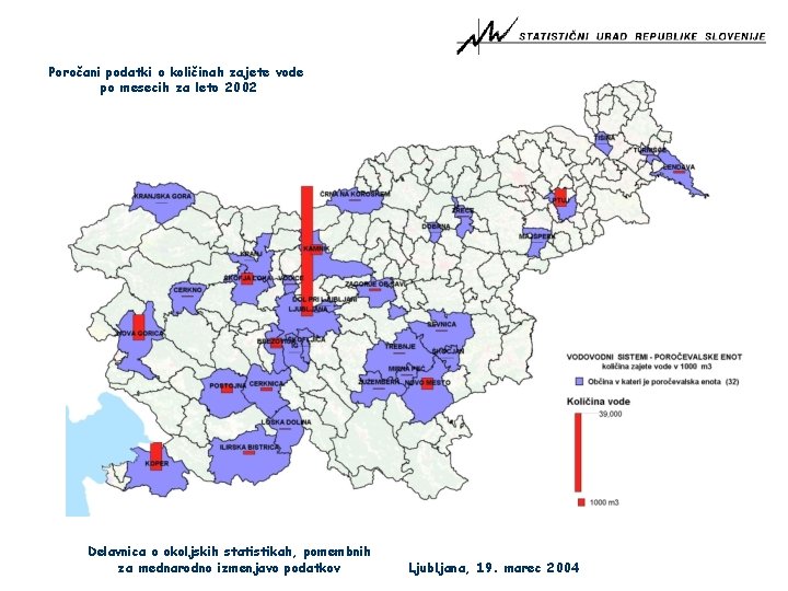 Poročani podatki o količinah zajete vode po mesecih za leto 2002 Delavnica o okoljskih