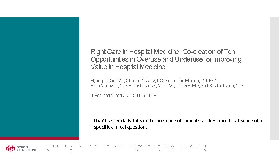 Right Care in Hospital Medicine: Co-creation of Ten Opportunities in Overuse and Underuse for