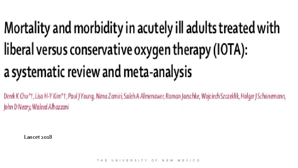 Lancet 2018 T H E U N I V E R S I T