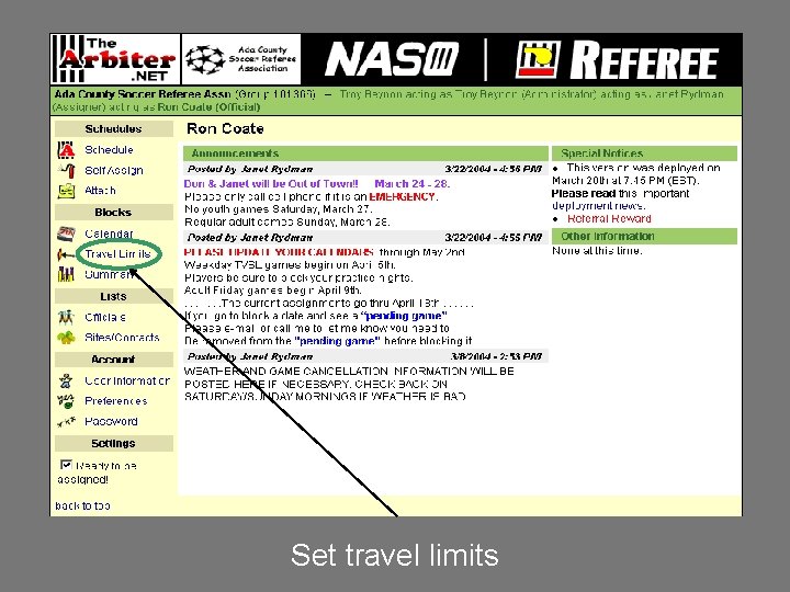 Set travel limits 