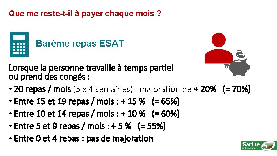 Que me reste-t-il à payer chaque mois ? Barème repas ESAT Lorsque la personne