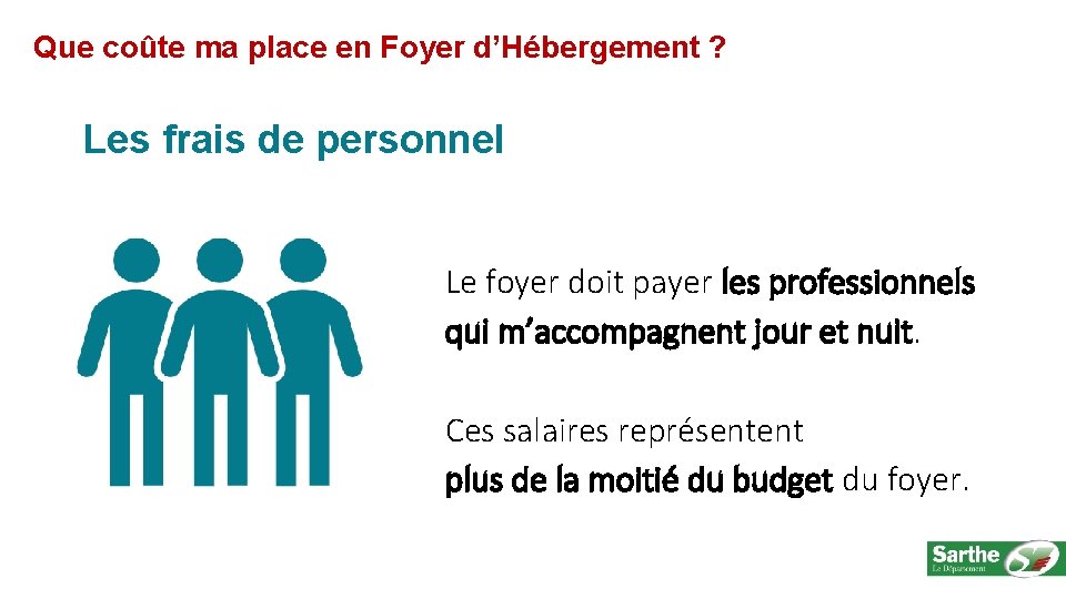 Que coûte ma place en Foyer d’Hébergement ? Les frais de personnel Le foyer