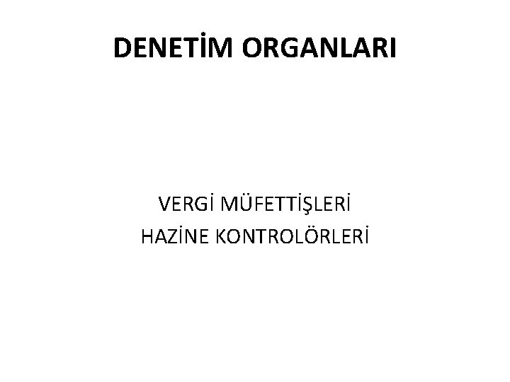 DENETİM ORGANLARI VERGİ MÜFETTİŞLERİ HAZİNE KONTROLÖRLERİ 