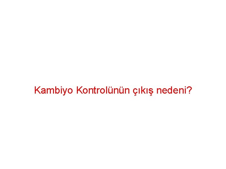 Kambiyo Kontrolünün çıkış nedeni? 
