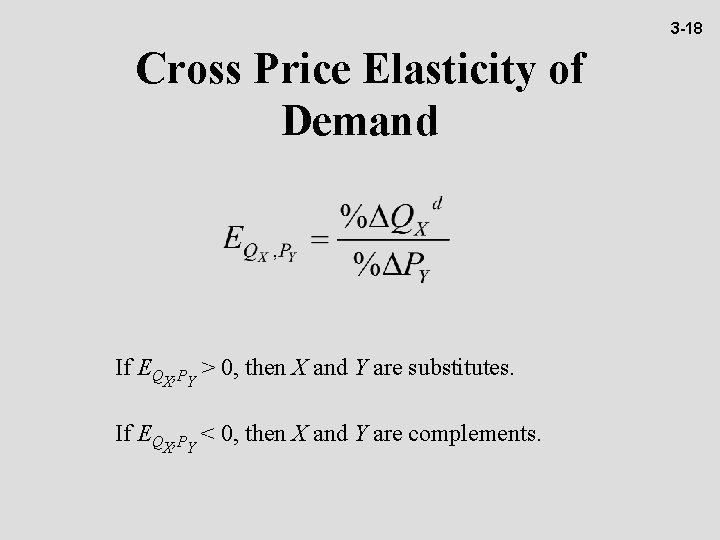 3 -18 Cross Price Elasticity of Demand If EQ X, PY > 0, then