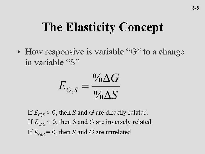 3 -3 The Elasticity Concept • How responsive is variable “G” to a change