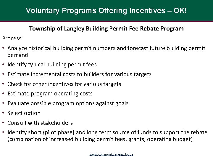 Voluntary Programs Offering Incentives – OK! Township of Langley Building Permit Fee Rebate Program