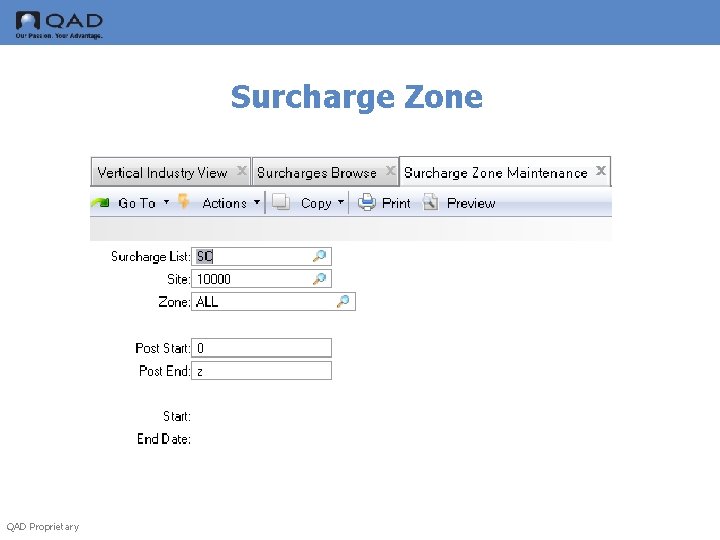 Surcharge Zone QAD Proprietary 