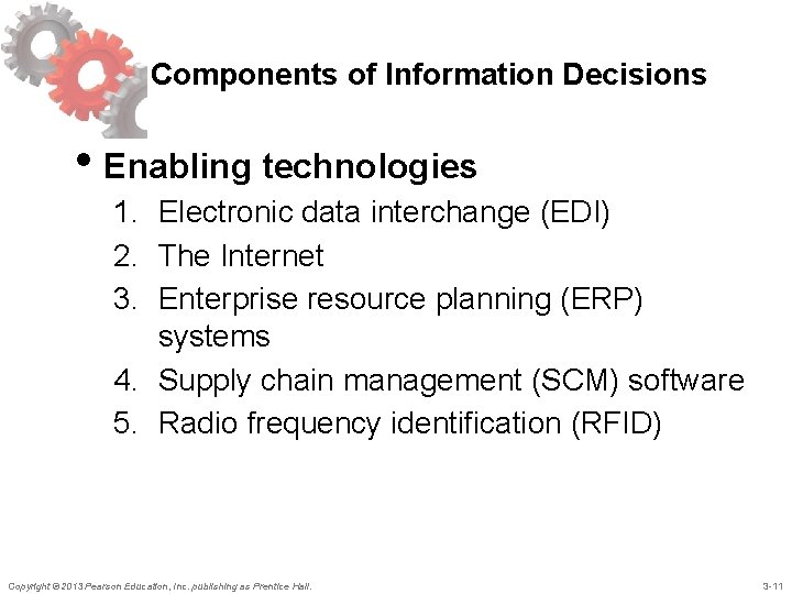 Components of Information Decisions • Enabling technologies 1. Electronic data interchange (EDI) 2. The