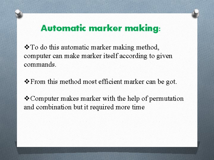 Automatic marker making: v. To do this automatic marker making method, computer can make