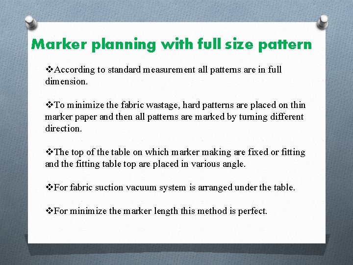 Marker planning with full size pattern v. According to standard measurement all patterns are