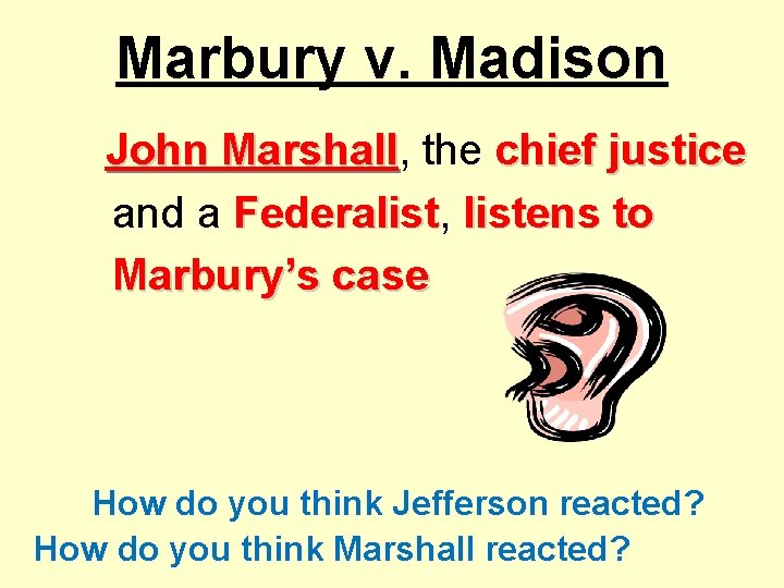 Marbury v. Madison John Marshall, Marshall the chief justice and a Federalist, Federalistens to