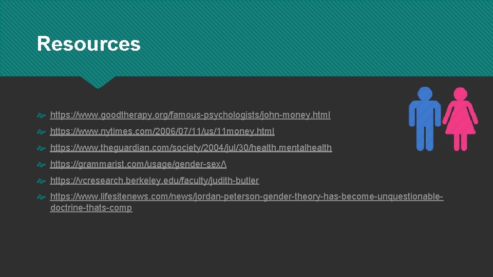 Resources https: //www. goodtherapy. org/famous-psychologists/john-money. html https: //www. nytimes. com/2006/07/11/us/11 money. html https: //www.