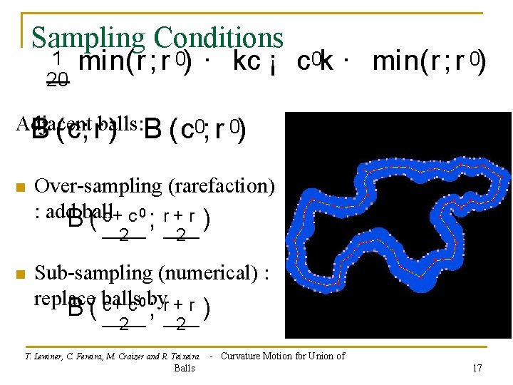 Sampling Conditions 1 min(r; r 0) · kc ¡ c 0 k · min(r;