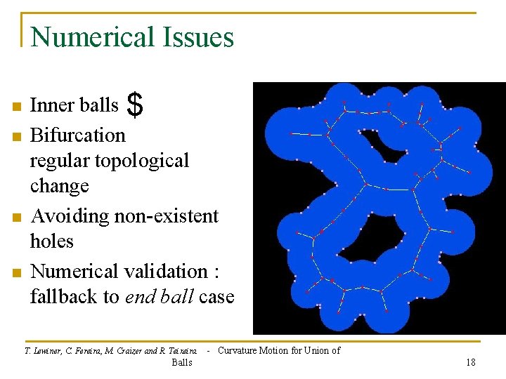 Numerical Issues n n Inner balls $ Bifurcation regular topological change Avoiding non-existent holes