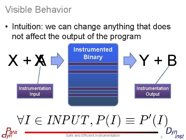 Visible Behavior • Intuition: we can change anything that does not affect the output