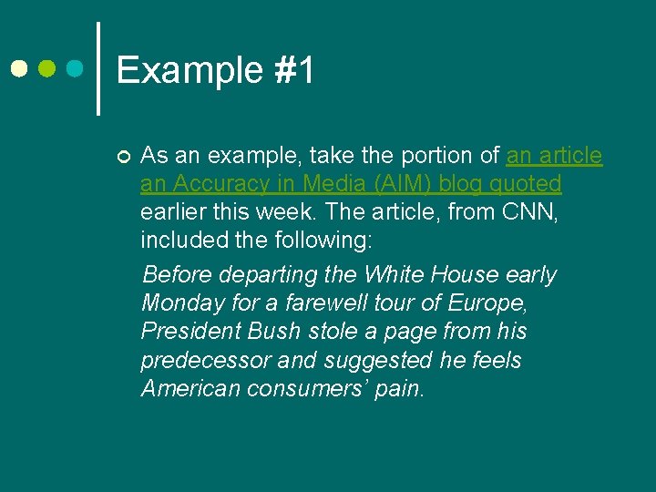 Example #1 ¢ As an example, take the portion of an article an Accuracy