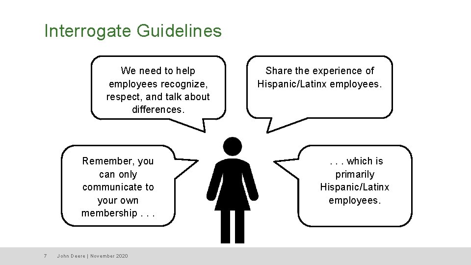 Interrogate Guidelines We need to help employees recognize, respect, and talk about differences. Remember,