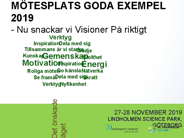 MÖTESPLATS GODA EXEMPEL 2019 - Nu snackar vi Visioner På riktigt Verktyg Inspiration. Dela MÖTESPLATS GODA EXEMPEL 2019 - Nu snackar vi Visioner På riktigt Verktyg Inspiration. Dela
