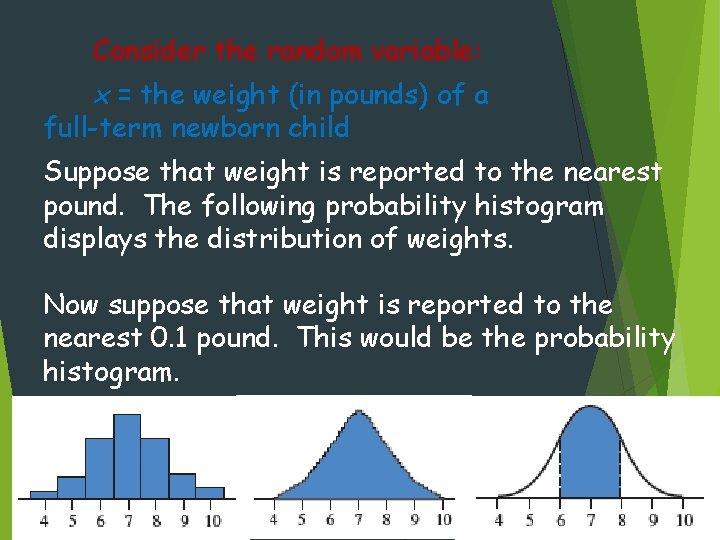 Consider the random variable: x = the weight (in pounds) of a full-term newborn