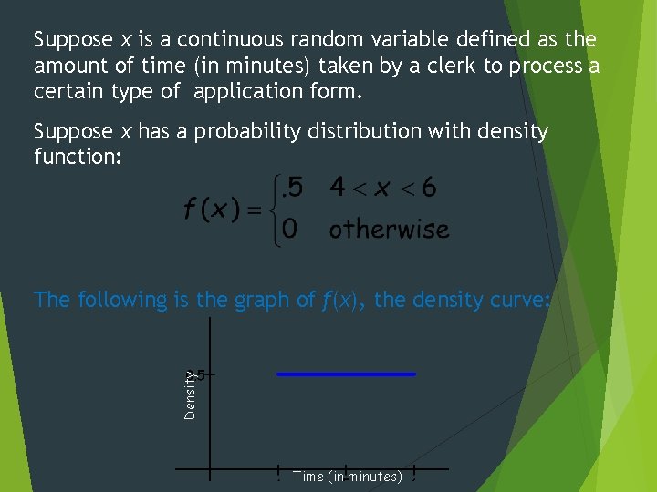 Suppose x is a continuous random variable defined as the amount of time (in