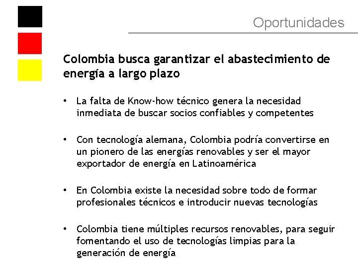 Oportunidades Colombia busca garantizar el abastecimiento de energía a largo plazo • La falta