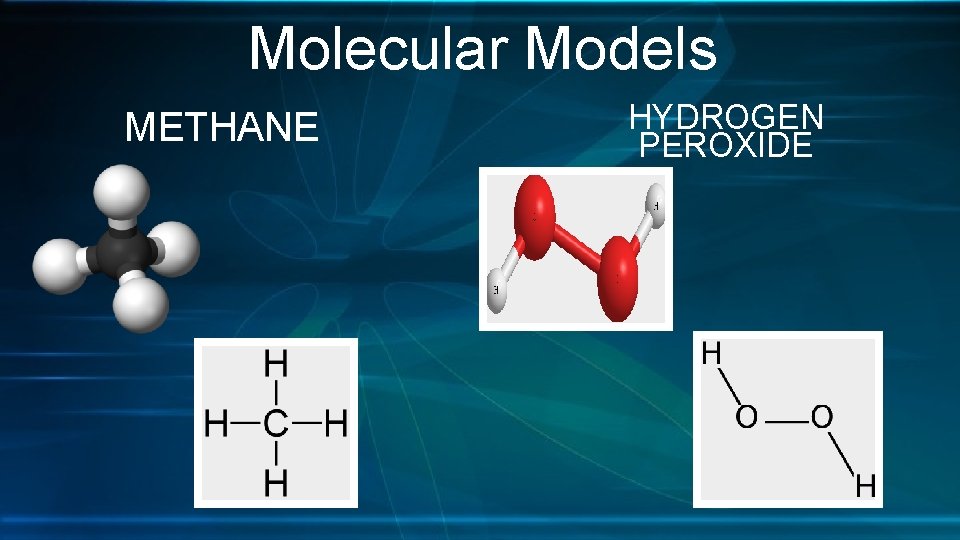 Molecular Models METHANE HYDROGEN PEROXIDE 