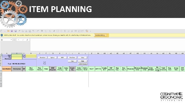 ITEM PLANNING 