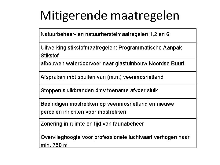 Mitigerende maatregelen Natuurbeheer- en natuurherstelmaatregelen 1, 2 en 6 Uitwerking stikstofmaatregelen: Programmatische Aanpak Stikstof