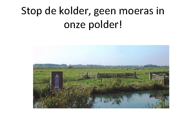 Stop de kolder, geen moeras in onze polder! 