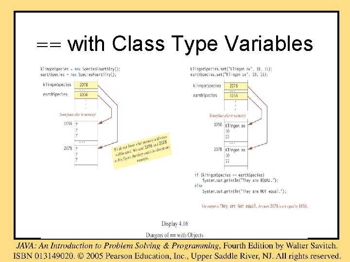 == with Class Type Variables == with Class Type Variables
