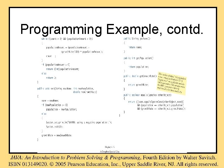 Programming Example, contd. Programming Example, contd.