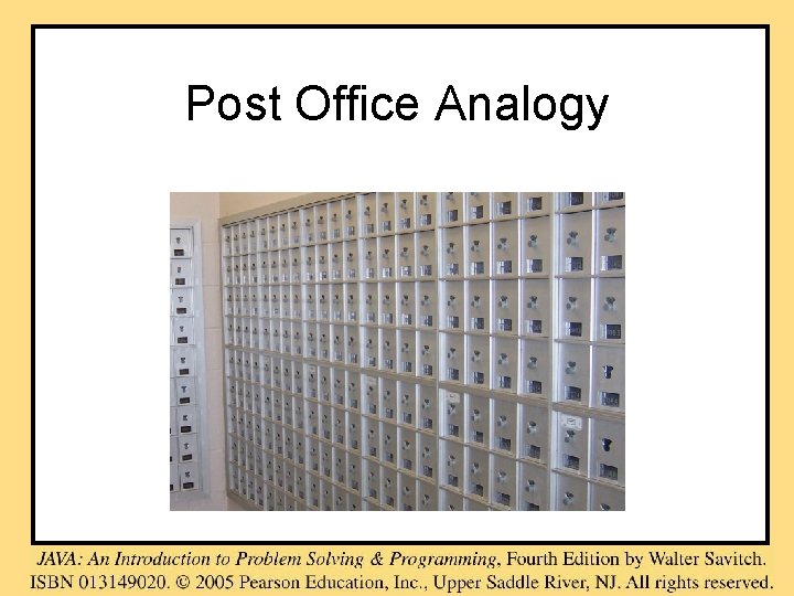 Post Office Analogy Post Office Analogy