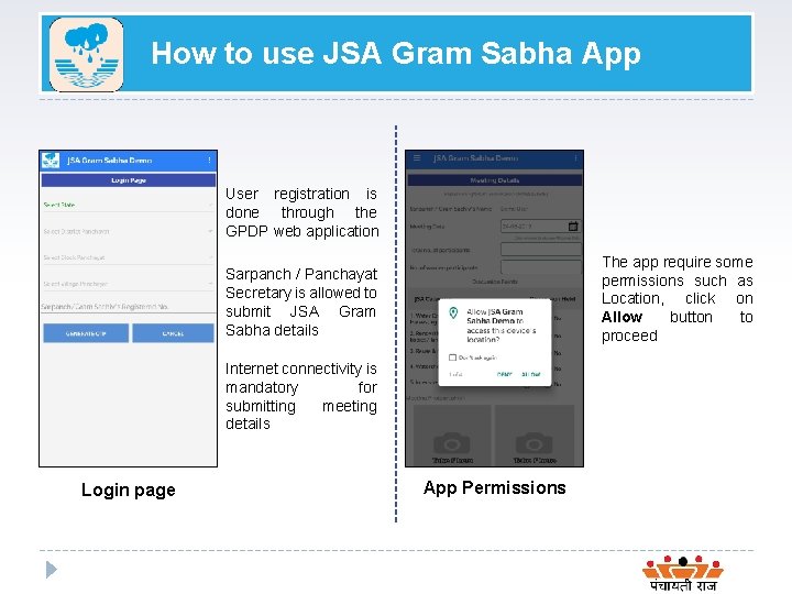 How to use JSA Gram Sabha App User registration is done through the GPDP