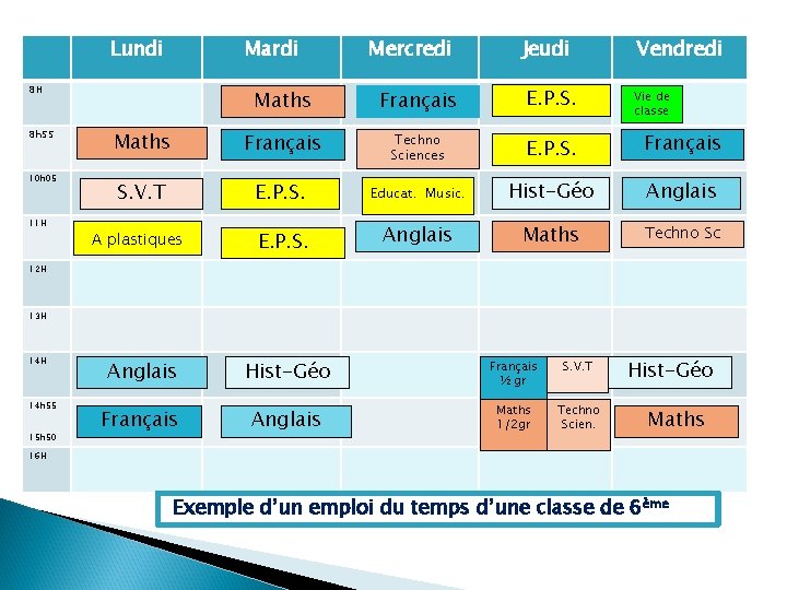 Lundi Mardi 8 H 8 h 55 10 h 05 11 H Mercredi Jeudi