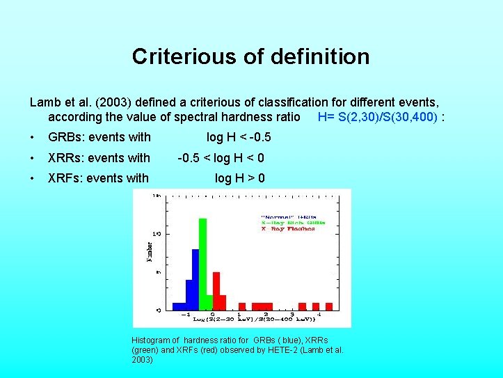 Criterious of definition Lamb et al. (2003) defined a criterious of classification for different