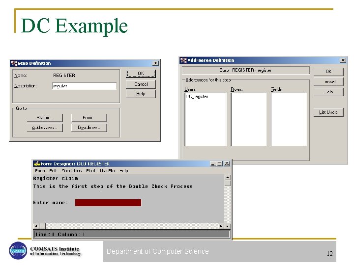 DC Example Department of Computer Science 12 