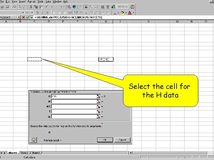 Select the cell for the H data 
