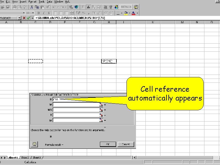 Cell reference automatically appears 