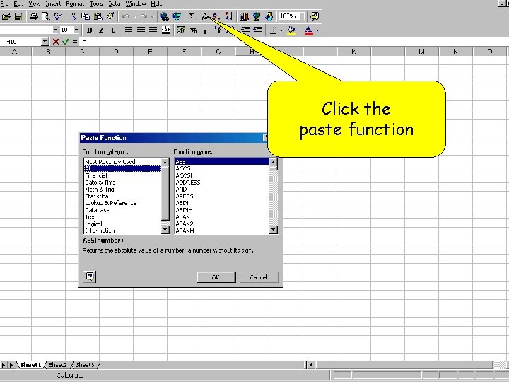 Click the paste function 