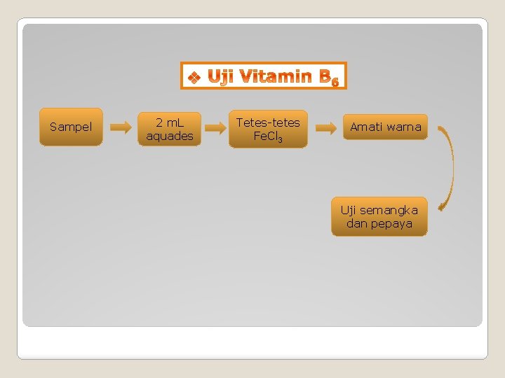 Sampel 2 m. L aquades Tetes-tetes Fe. Cl 3 Amati warna Uji semangka dan