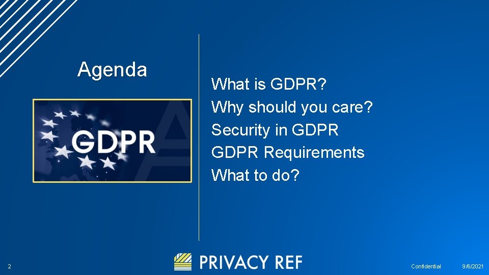 Agenda 2 What is GDPR? Why should you care? Security in GDPR Requirements What