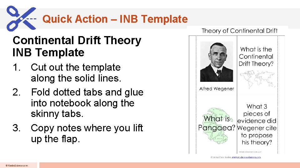 Quick Action – INB Template Continental Drift Theory INB Template 1. Cut out the