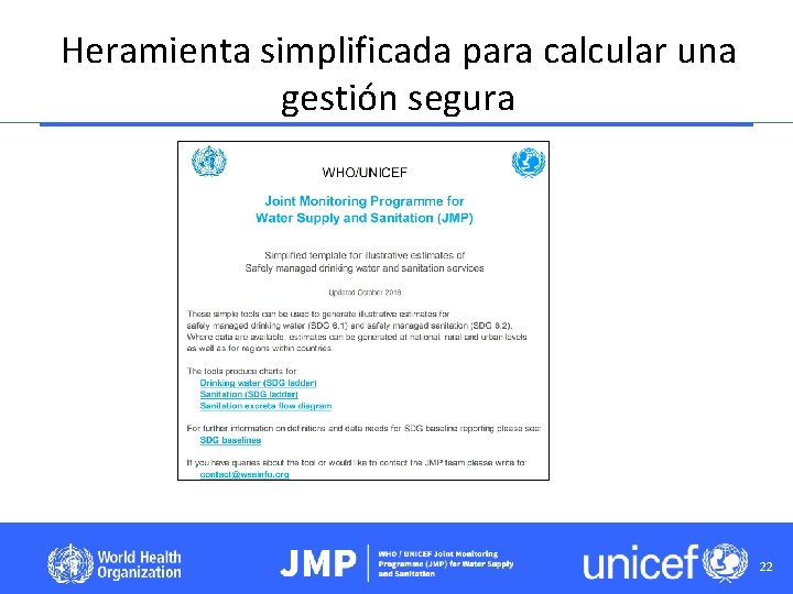 Heramienta simplificada para calcular una gestión segura 22 